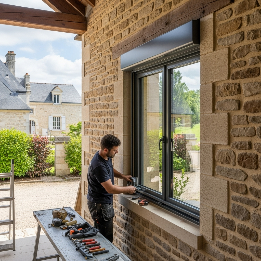 Installation d’une fenêtre aluminium sur-mesure dans une maison en rénovation en Seine-et-Marne