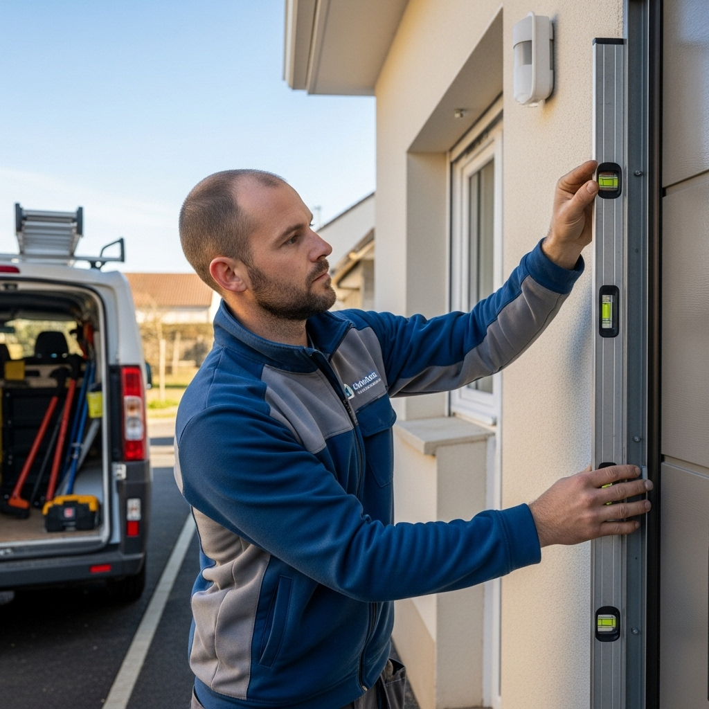 Pose d’une porte de garage par un installateur professionnel BPM Menuiseries en Seine-et-Marne