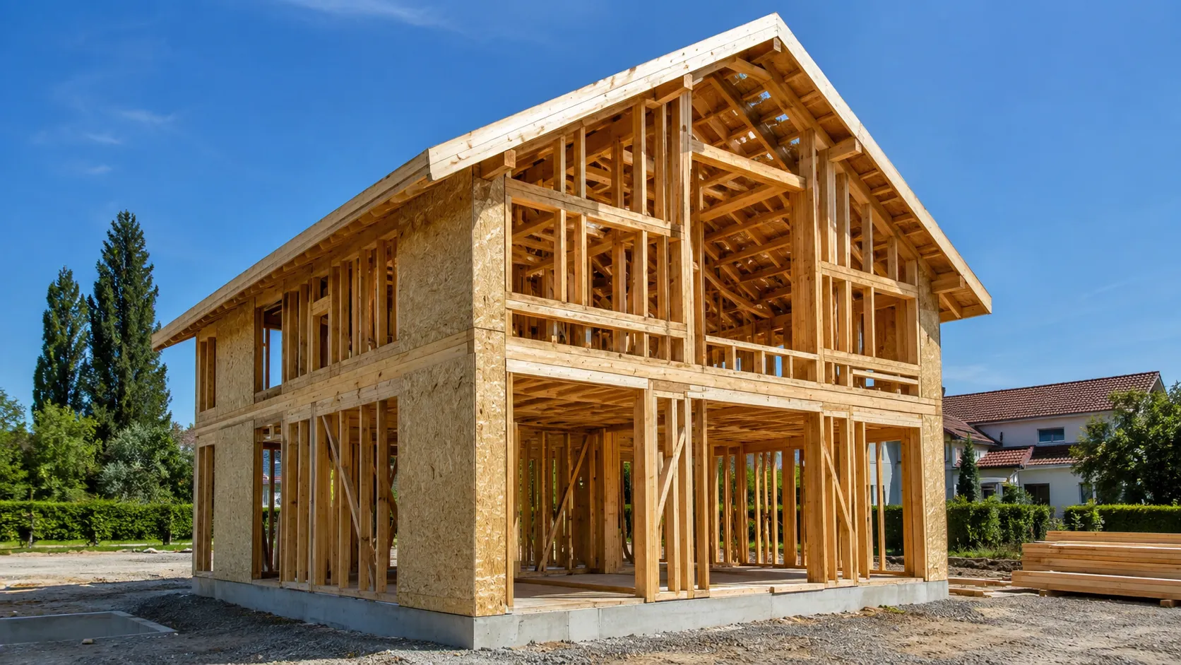 construction ossature bois ; maison ossature bois ; maison bois Seine-et-Marne ; construction bois 77 ; entreprise construction bois ; BPM 77