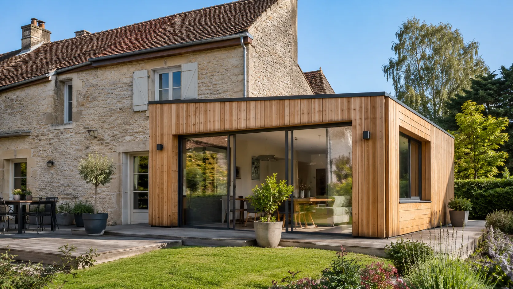 extension bois ; extension maison ossature bois ; agrandissement maison ; extension bois Seine-et-Marne ; construction bois 77 ; BPM 77