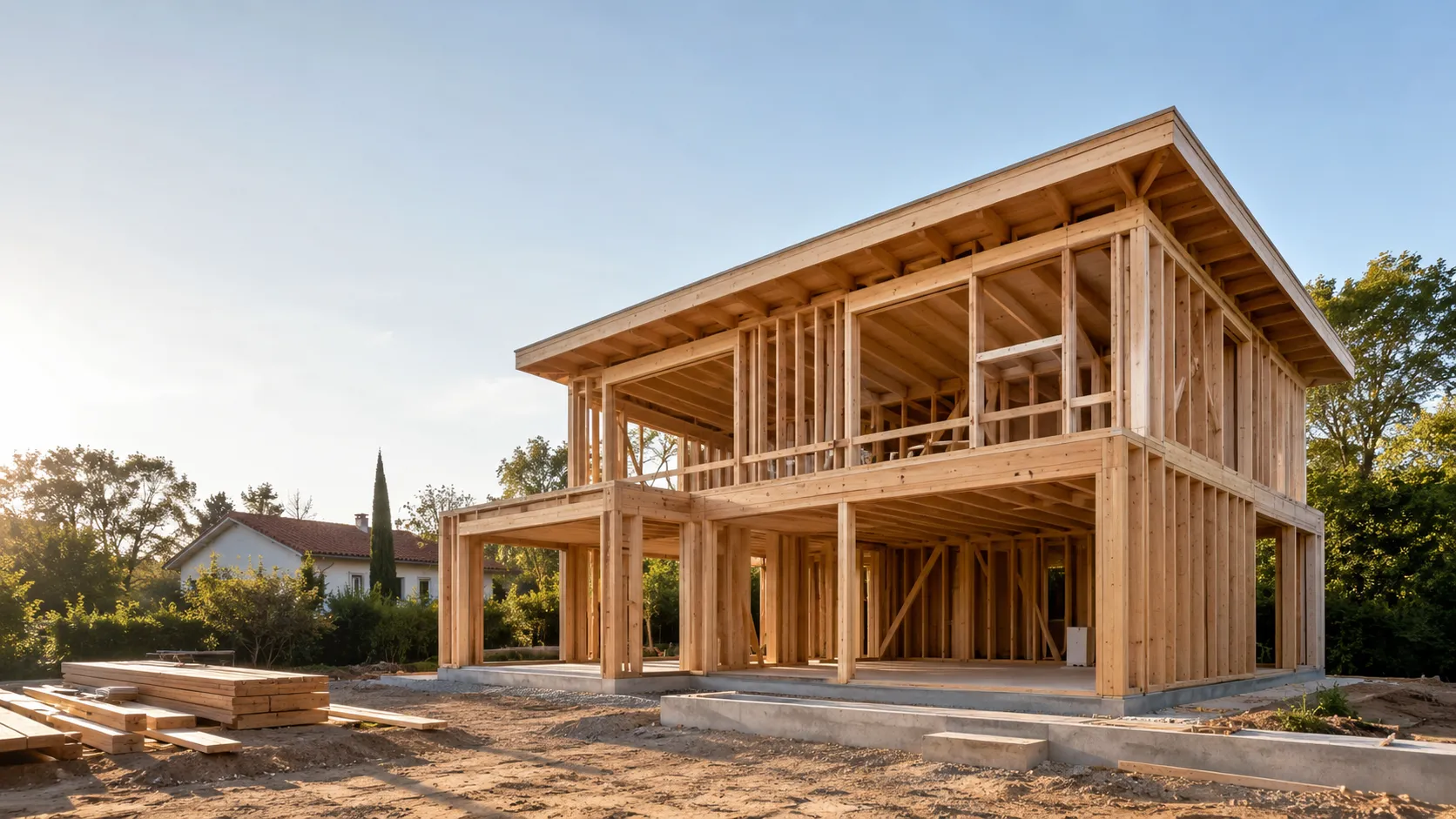 construction ossature bois ; maison ossature bois ; construction bois ; maison bois Seine-et-Marne ; entreprise construction bois 77 ; extension bois ; BPM 77